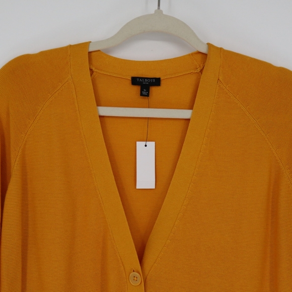 Talbots Women's Yellow Button Front V Neck Cardigan Sweater Size Small Petite - Picture 4 of 14